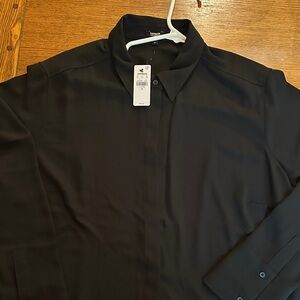 Express Sheer Black Button-Up Shirt